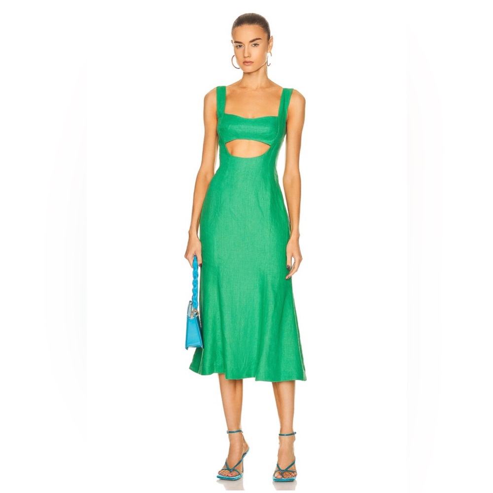 MATTHEW BRUCH For FWRD Eva Fluted
Midi Dress In Kelly Green